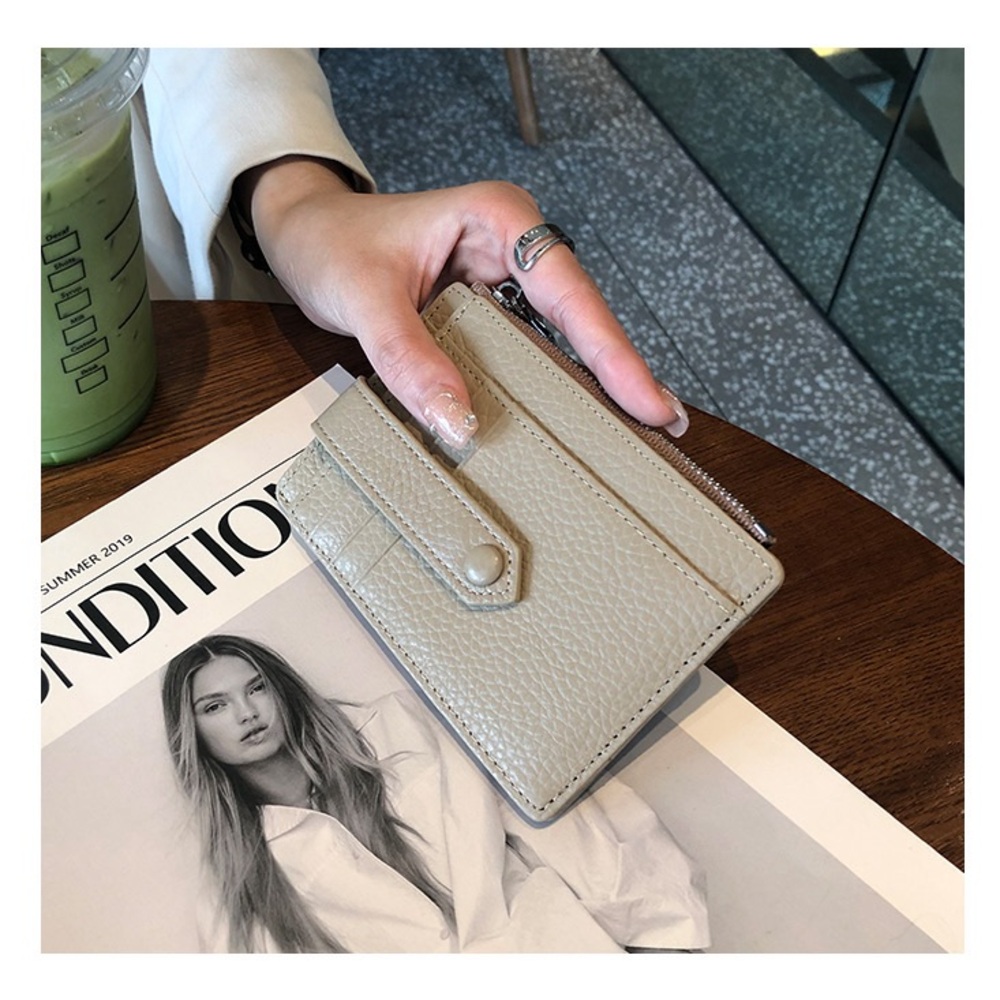 Beige Leather Card Holder
